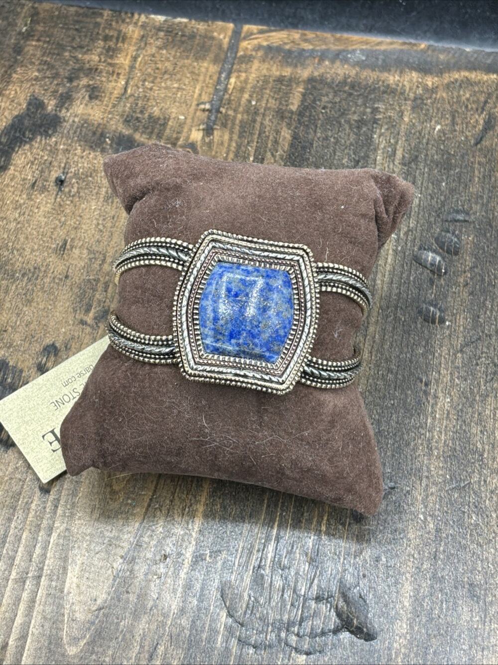 Barse Pastiche Cuff Bracelet- Lapis-Bronze-Silver-Copper-NWT